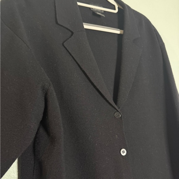 Eileen Fisher black wool button up cardigan - Picture 7 of 8